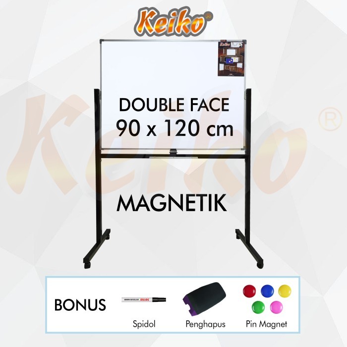 

Papan Tulis Whiteboard Standing Magnet Double Face Keiko 90 x 120 cm