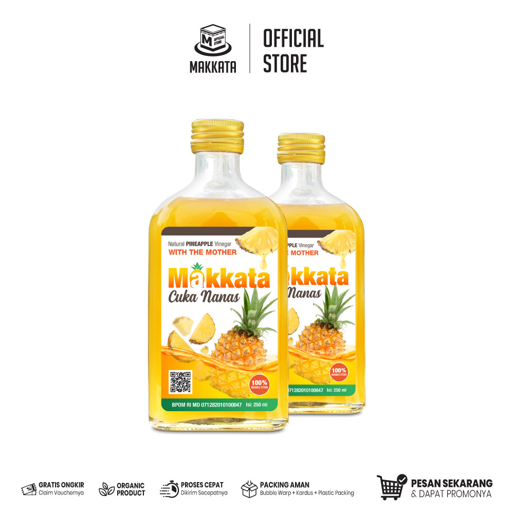 

MAKKATA CUKA NANAS Organic Pineapple Cider Vinegar With The Mother Bebas Gula Dan Bebas Tambahan Air Original BPOM