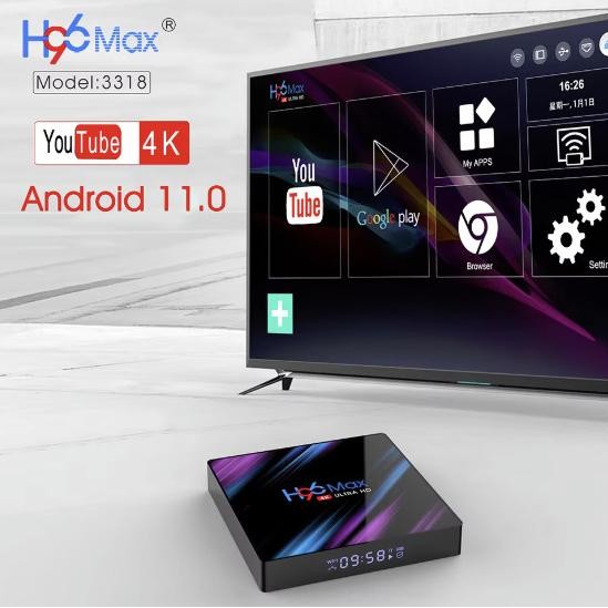 H96 Max 4/32 GB Android 10.0 STB Android TV Box RK3318 Quad Core 4/32 [terbaik]