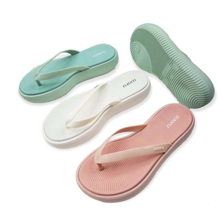 Luofu Sandal Jepit Wanita Karet Empuk E7204-E01Ws (Ay2)