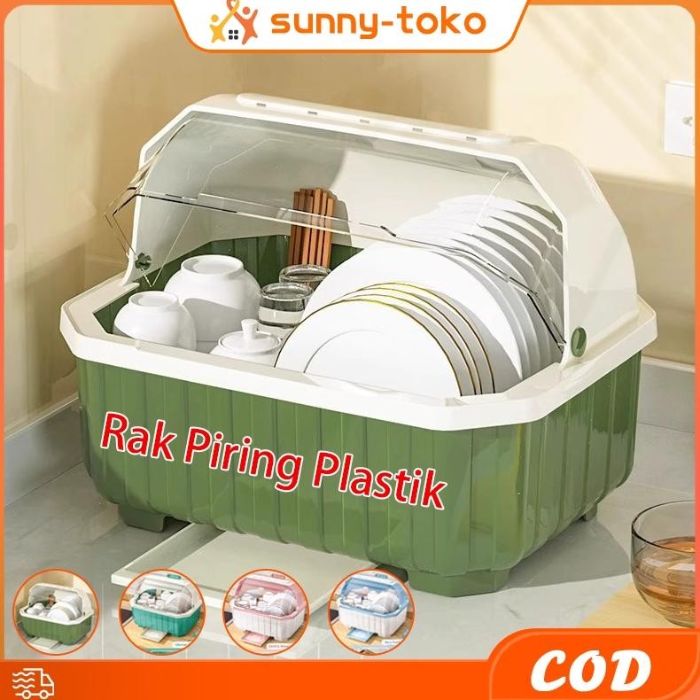 Rak piring plastik Rak Pengering Air Mangkok rak piring plastik Dengan Tutup Rak Piring
