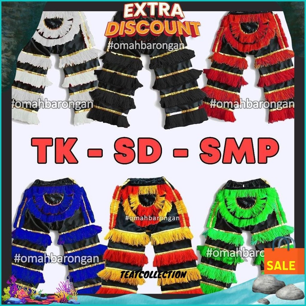 Celana Barongan Anak Sd Smp Warna Merah Hijau Biru Hitam Putih Suhu