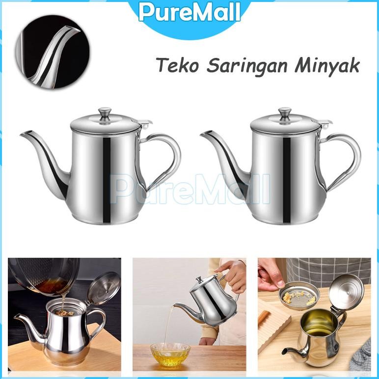 Oil Pot Wadah / Penyaring Minyak Anti Karat / Teko Serbaguna Kecil