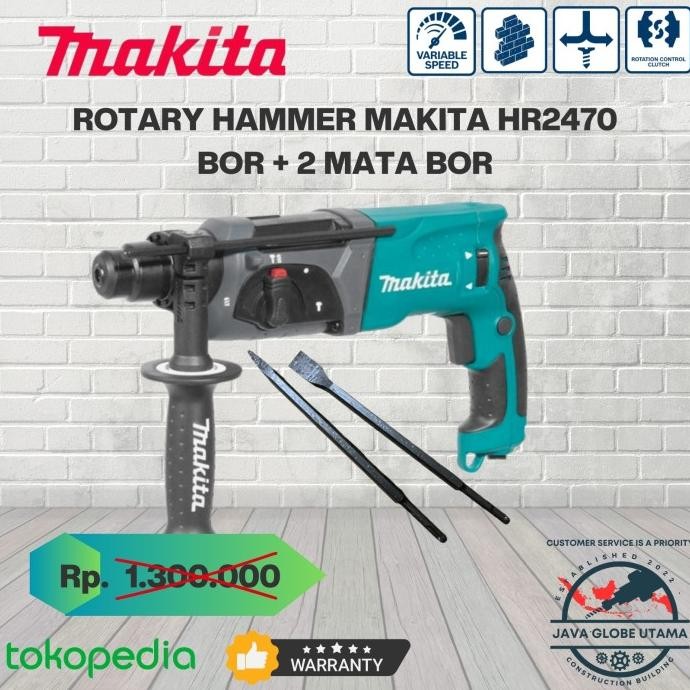 Makita Hr2470  Mesin Bor Bobok Beton Bisa 3 Fungsi Original Dan Terpercaya