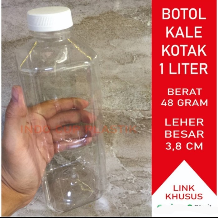 Botol Kale Kotak 1 Liter Tebal/Botol Plastik Kale 1 Liter Tebal (48Gr)