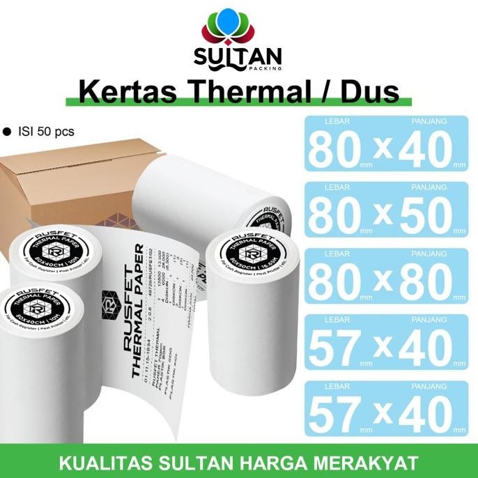 

Kertas Thermal Core Coreless Kertas Printer Resi Barcode Pos Dus