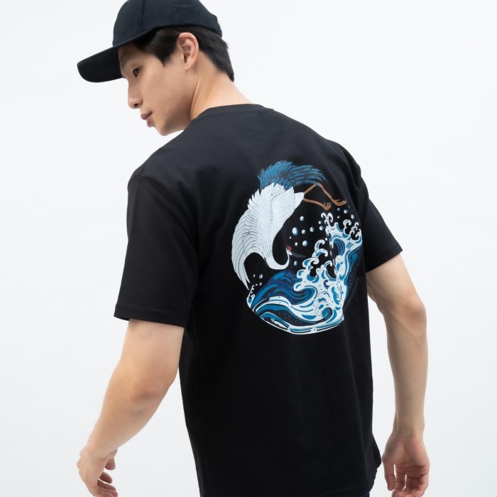 Houseofcuff T-Shirt Kaos Hitam Motif Bangau Laut Tersedia Size S-4Xl