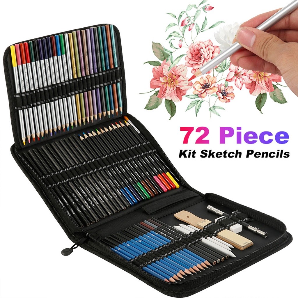 

72 Buah Set Pensil Sketsa Set Kerajinan Artis Kit Gambar Profesional Perlengkapan Seni Grafiti Kit Gambar Profesional Pensil Sketsa Pensil Arang Alat Lukis Perlengkapan Seni Menggambar |E5FC413E|