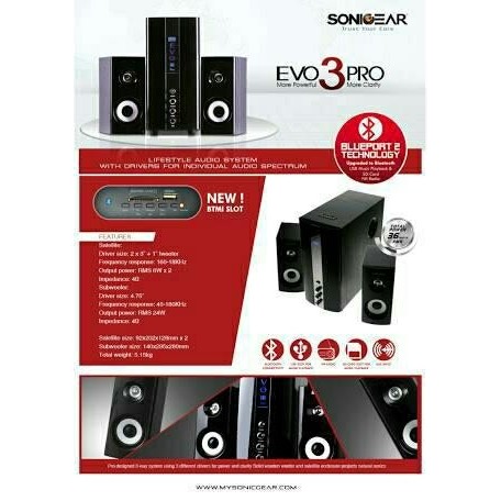 Speaker sonicgear EVO 3 BT blutooth