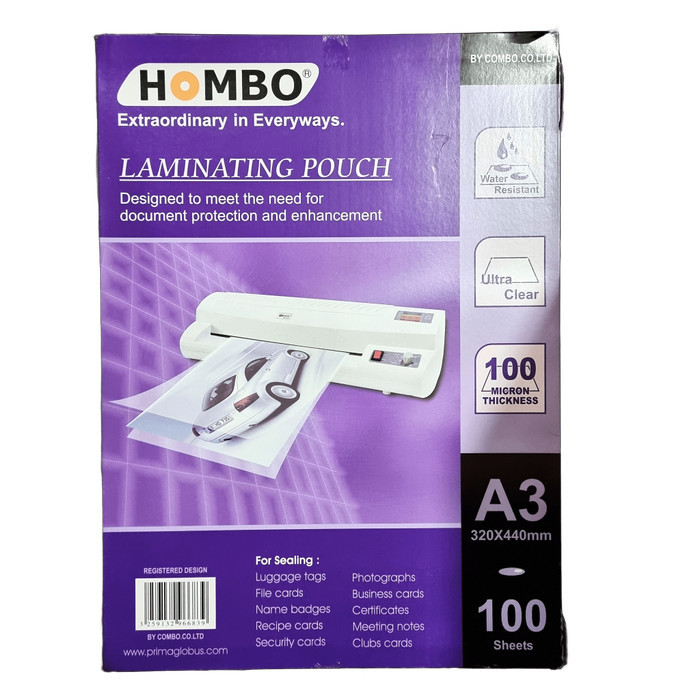 

Plastik Laminating Film Hombo A3 100 Micron