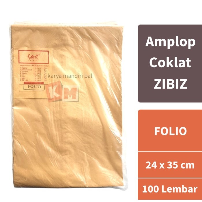 

Amplop Coklat ZIBIZ Ukuran Folio / F4 24 x 35 cm Isi 100 Lembar