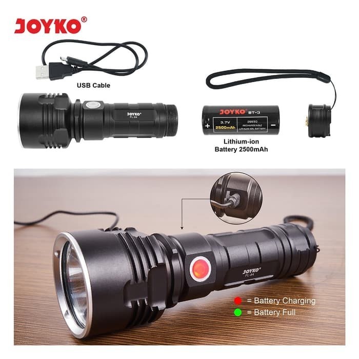 Rechargeable LED Flashlight / Senter LED Isi Ulang Joyko FL-84 FL84