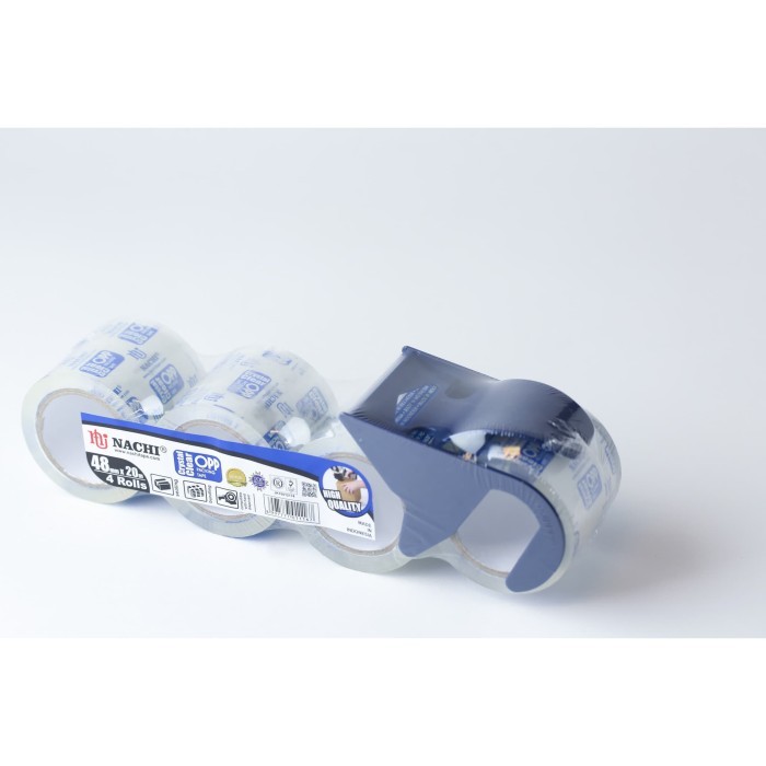 

HARGA DISC - Lakban Bening Nachi OPP Set 48 mm x 20 meter + Dispenser (Isi 4 Roll)