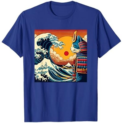 Samurai Cat Great Wave dari Kaus Seni Jepang Antik Kanagawa |ZSkdwl3J|