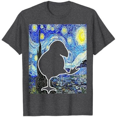 Kaos Ornitologi Pengamatan Burung Van Gogh Malam Berbintang Puffin |GXERO3uC|
