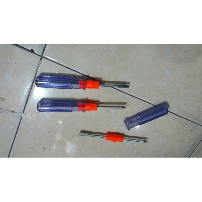 TERBARU - obeng 2way (+)(-) / obeng pembuka skruf / obeng transparan 5"