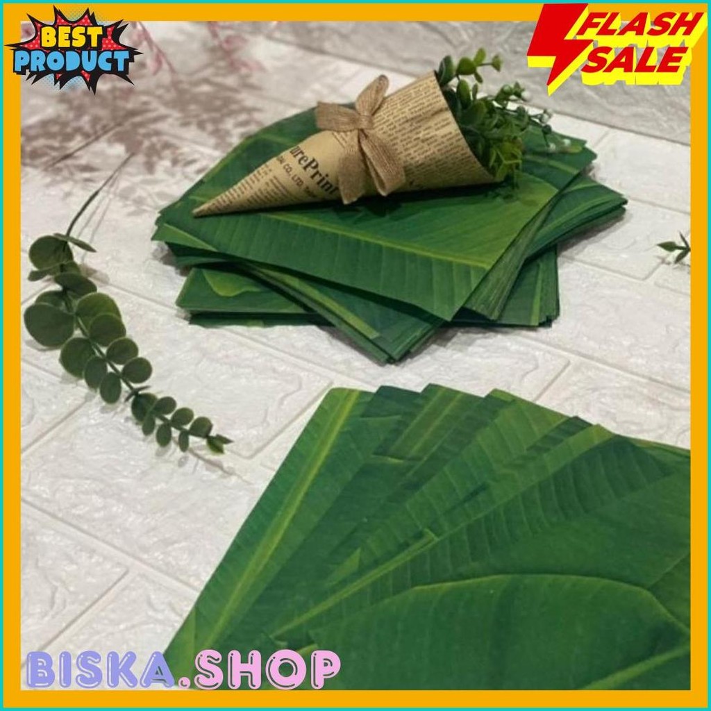 

Wax Paper Laminasi Motif Daun Pisang Baru Uk.20 X 20 Cm (Cod)