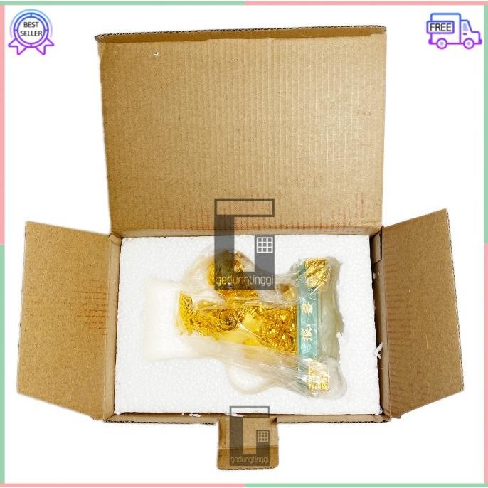 LKJ Pajangan Patung Kado Imlek Hoki Rejeki 12 Shio Ayam Resin Emas Gold