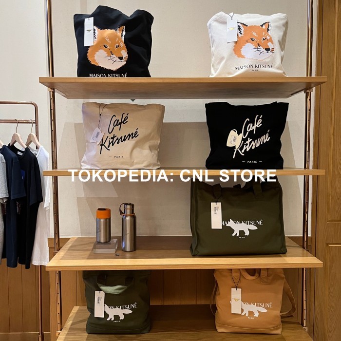 Totebag Maison Kitsune Original Authentic Unisex Canvas Retail Paris
