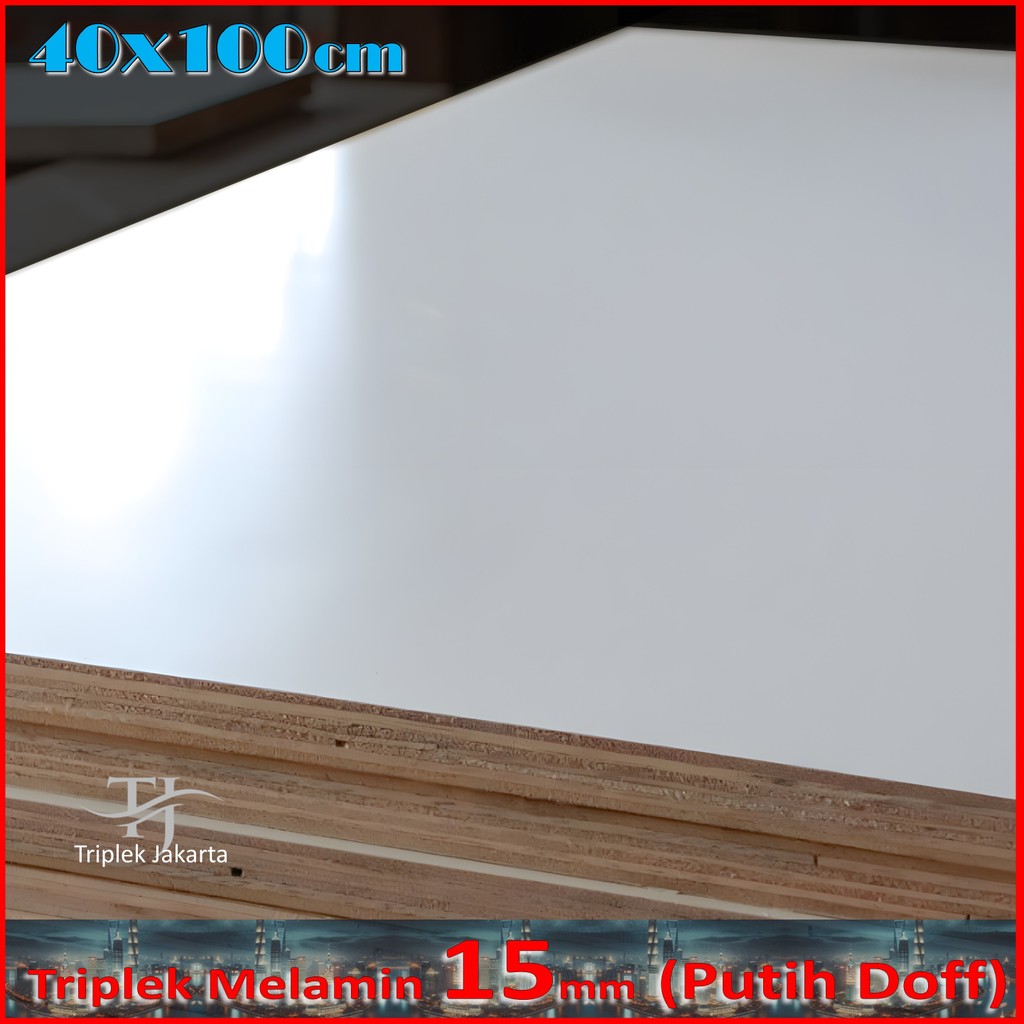 Triplek Melamin 15mm 40x100 cm ( 100x40 cm ) Triplek Putih Doff 1 Muka 15 mm 40x100 cm