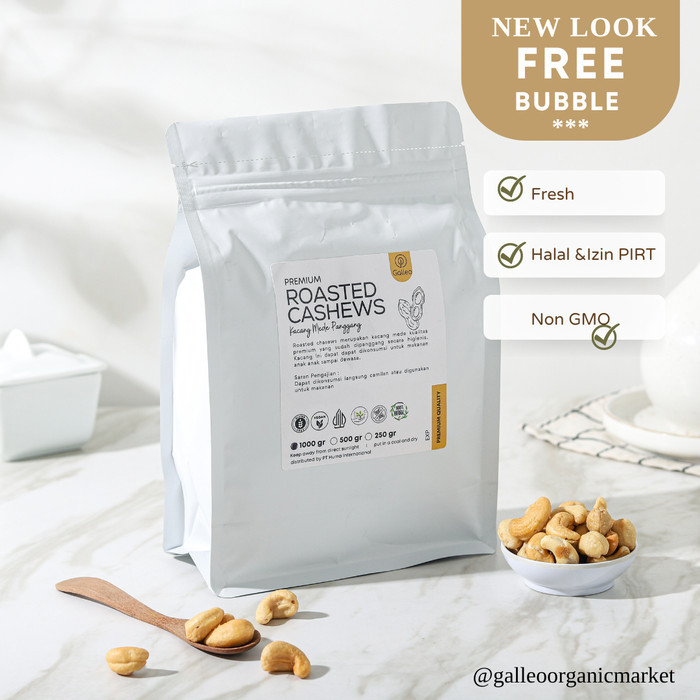 

FREE ONGKIR Kacang Mede Panggang Super Utuh 1 kg Galleo / Kacang Mete
