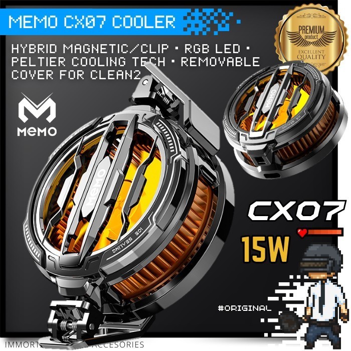 MEMO CX07 CX-07 2-in-1 Fan Cooler Phone Cooler Magnetic and Clip RGB Cooler Pendingin HP Funcooler