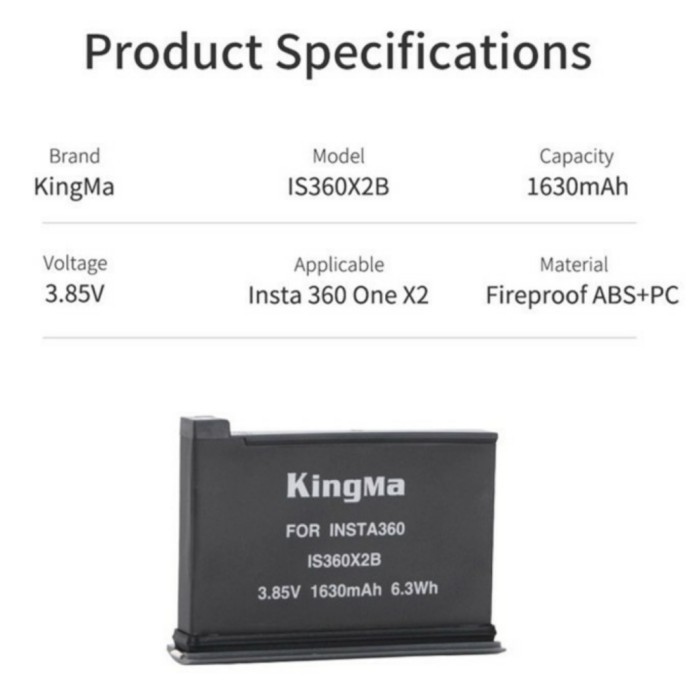 Kingma Baterai Untuk Insta360 One X2 Battery Replacement For Insta 360 (Second)