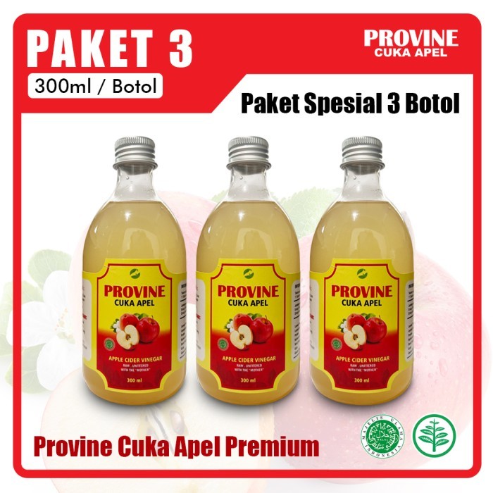 

Paket 3 Botol Provine Cuka Apel Murni Original 300Ml