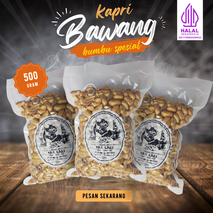 

HEMAT Kacang Kapri Bawang Era Sari khas Bali 500gr kemasan Vakum