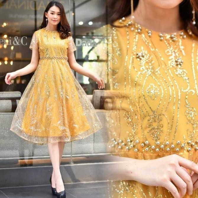 NEW DRESS PESTA WANITA KOREA GEREJA GAUN DEWASA BAJU NATAL IMLEK MURAH ES77