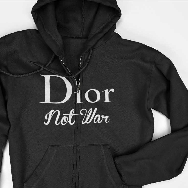 Jaket Hoodie Zipper - Dior Not War
