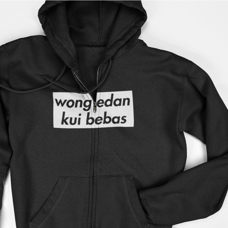 Hoodie Jaket Zipper - Wong Edan Kuwi Bebas