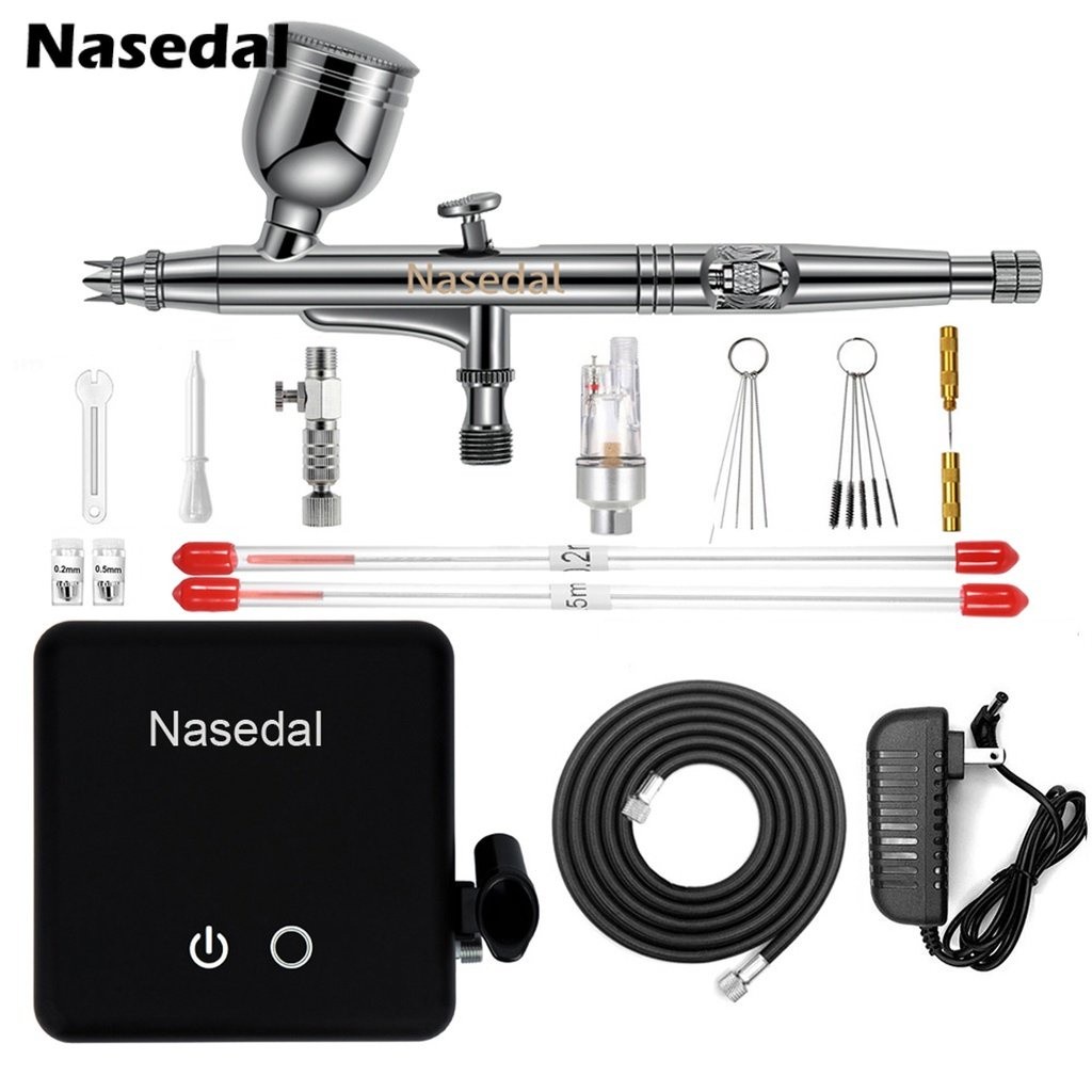 

Kit Airbrush Aksi Ganda Nasedal 0,3mm dengan Kompresor Berhenti Otomatis untuk Model Kue, Cat, Seni Kuku, Alat Semprot Rias NT-88 |9m0gcOKe|