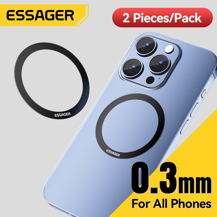 CUCI GUDANG AKSESORIS HP Essager 2PCS Magnetic Metal Ring for Magsafe iPhone 15 14 13 12Pro Android
