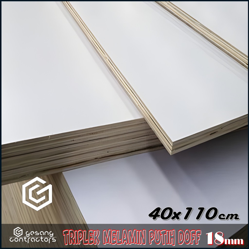 Triplek Melamin Putih 18mm 40x110 cm ( 110x40 cm ) Triplek Putih Doff 1 Muka 18 mm 40x110 cm