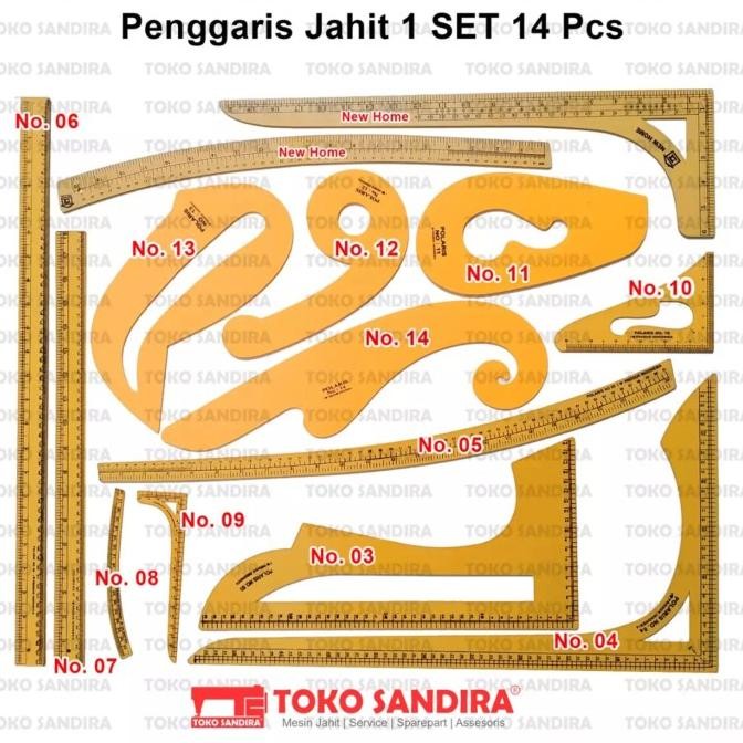 

Penggaris Pola Jahit Set isi 14/Penggaris komplit/penggaris 1 set BPS