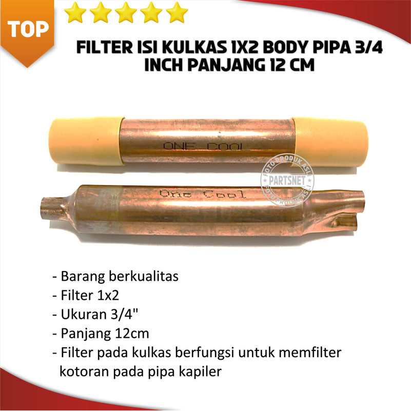Filter isi kulkas 1x2 body pipa 3/4 inch panjang 12 cm