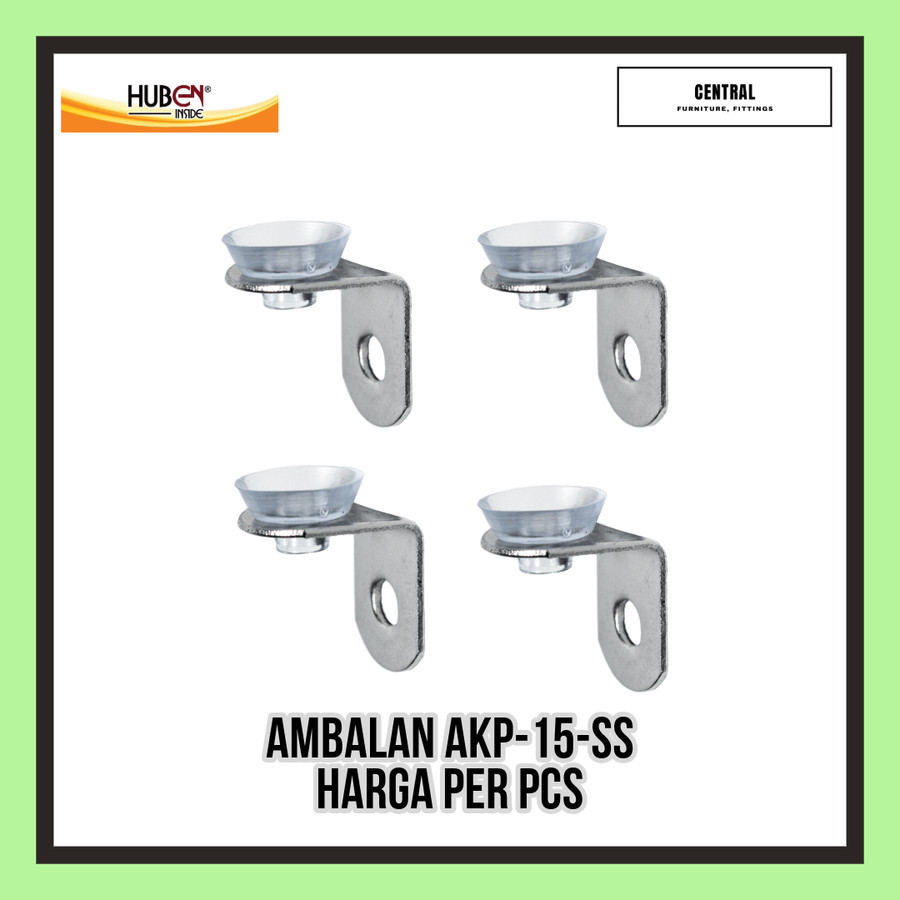 Ambalan Siku Rak Kaca AKP-15 SS Stainless / Penyangga Siku Rak HUBEN