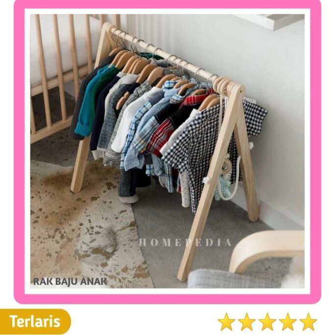 Rak Baju Anak Kayu, Hanger Baju Anak, Gantungan Baju MS54