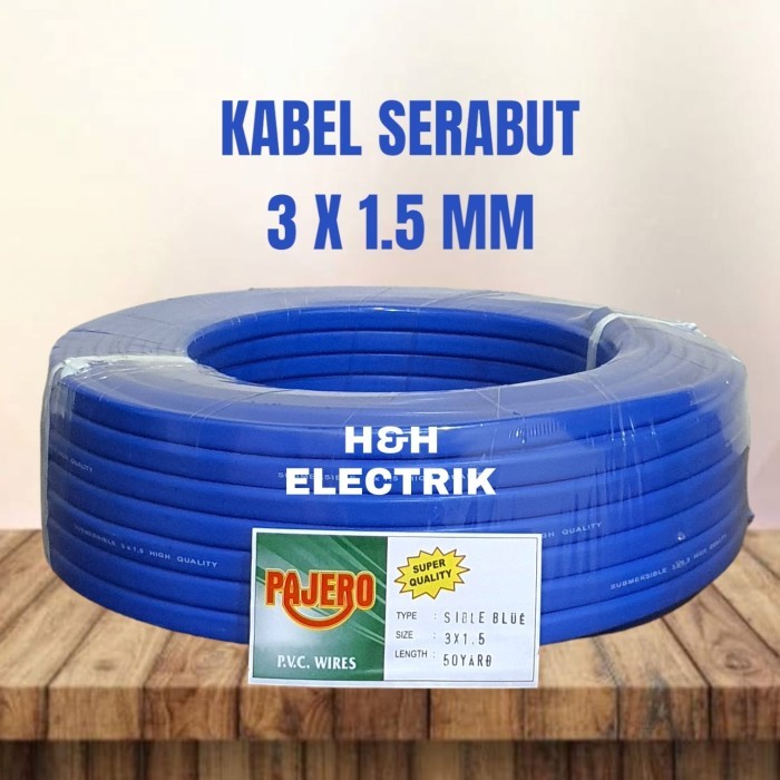 TERMURAH - KABEL SUBMERSIBLE/SIBEL POMPA AIR KABEL SERABUT 3X1.5MM 50YARD 1ROLL