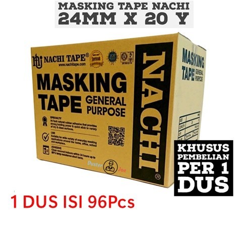 

TERBARU - Nachi Masking Tape Lakban Kertas 24mm X 20Yard 1Dus (96pcs)