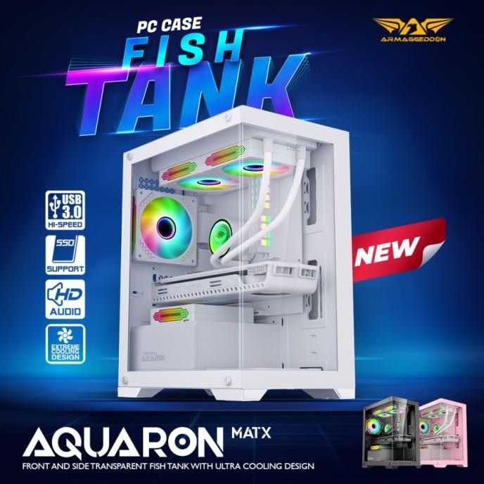 BEBAS ONGKIR - Casing PC Gaming Armageddon Aquaron M-Atx Mini ITX Micro ATX + 3 FAN
