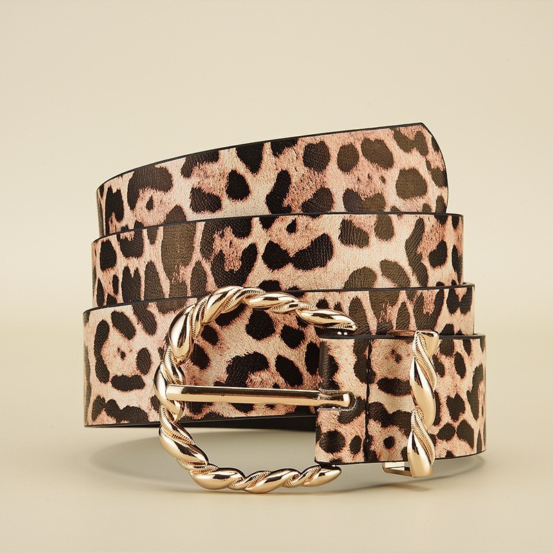 Sabuk Lebar Motif Macan Tutul Wanita, Sabuk Lebar Retro untuk Pelajar Muda