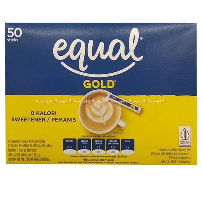 

Equal Gold Sweet Lie Sugar Sucralose Pengganti Gula 0 Calories 50Stick