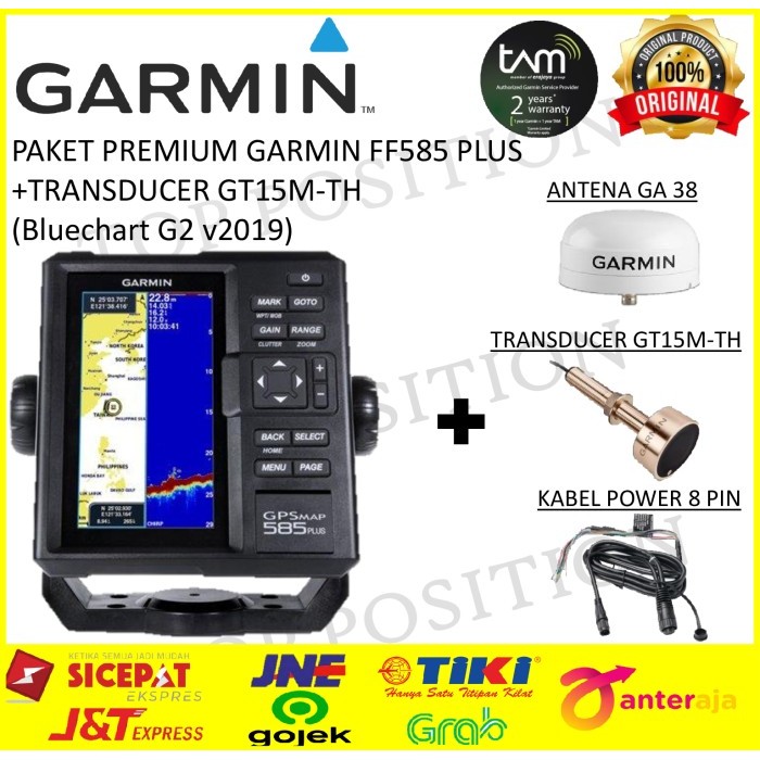 GARMIN GPSMAP 585 Plus GT15M-TH Peta Laut G3 Bluechart Garansi TAM 2 T