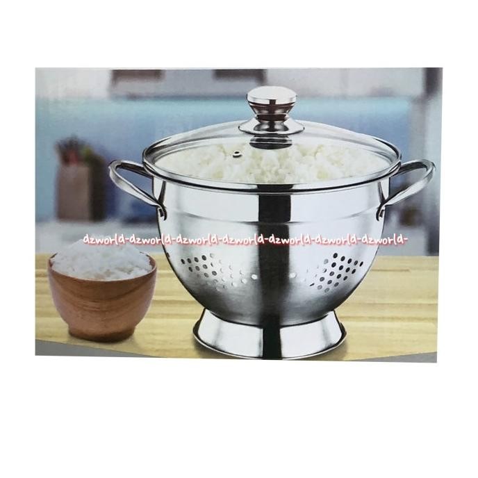 

Krischeff Stainless Colander With Glass Lid 26cm Wadah Tempat Nasi