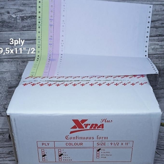 

kertas continous 3ply 9.5x11inc bagi 2 NCR berkualitas