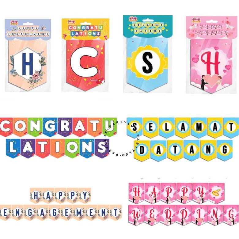 Banner Selamat Datang / Congratulations / Happy Wedding / Banner Toko Tulisan Selamat Datang