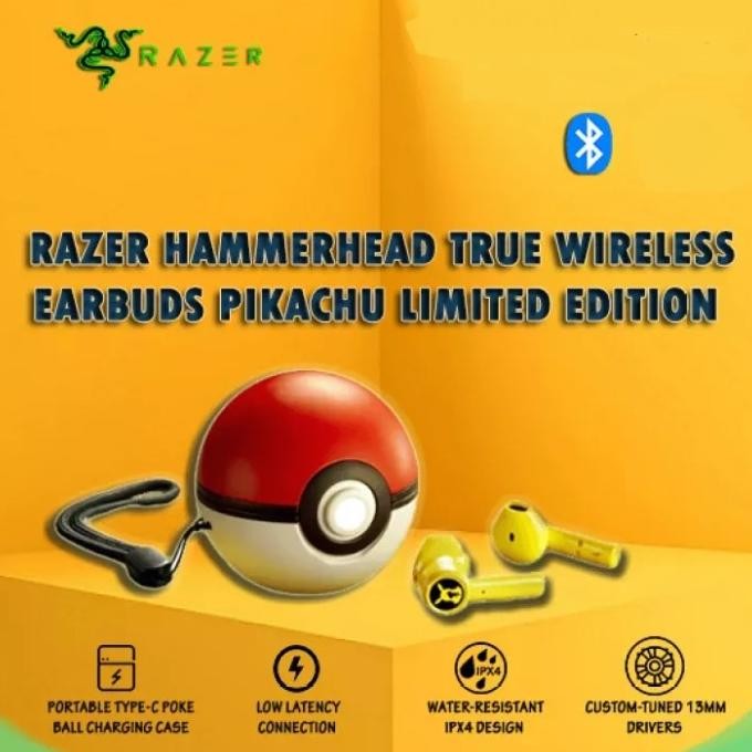 Headset Razer Pikachu HammerHead X Pokemon Wireless Headset Bluetooth
