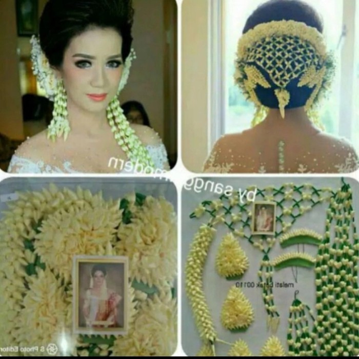 Bunga ronce melati pengantin Batak satu set